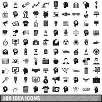 100 idee iconen set, eenvoudige stijl vector