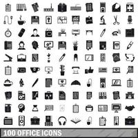 100 kantoor iconen set, eenvoudige stijl vector
