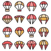 parachutespringen pictogrammen instellen vector plat