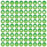 100 kantoorpictogrammen instellen groene cirkel vector