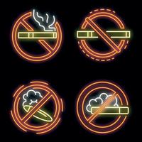 niet roken teken pictogrammenset vector neon