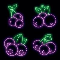 blauwe bosbes icon set vector neon