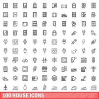 100 huis iconen set, Kaderstijl vector