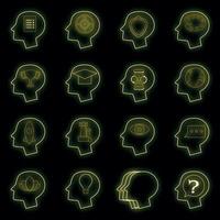 menselijke geest hoofd pictogrammen instellen vector neon