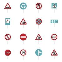 verschillende verkeersborden instellen platte pictogrammen vector