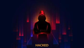 abstract hackerconcept steelt informatie van computers op het netwerk. in de internetwereld doorbreek het beveiligingssysteem vector