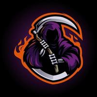 reaper mascotte logo ontwerp vector met moderne illustratie concept stijl voor badge, embleem en t-shirt afdrukken. grim reaper illustratie voor e-sport
