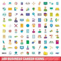100 zakelijke carrière iconen set, cartoon stijl vector