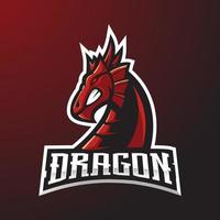 rode draak mascotte logo voor gaming met donkere achtergrond vector