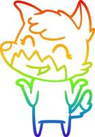 regenbooggradiënt lijntekening happy cartoon fox vector