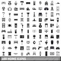 100 huis iconen set, eenvoudige stijl vector