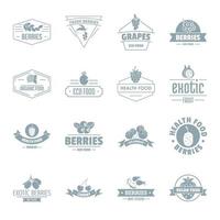 bessen logo iconen set, eenvoudige stijl vector