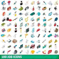 100 baan iconen set, isometrische 3D-stijl vector