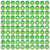 100 helmpictogrammen instellen groene cirkel vector