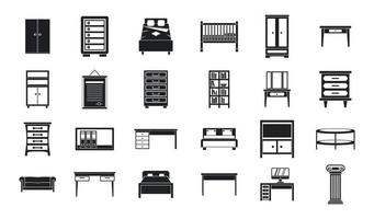 meubels pictogrammenset, eenvoudige stijl vector