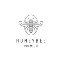 honingbij logo-ontwerp met lijntekeningen op witte backround vector