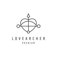 liefde boogschutter logo ontwerp eenvoudige lineaire stijlicoon op witte backround vector