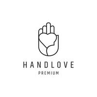 hand liefde logo ontwerp met lijntekeningen op witte backround vector