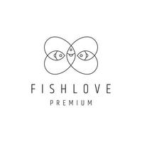 liefde vis logo overzicht monoline op witte backround vector