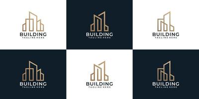 set van gebouw architectuur appartement onroerend goed logo concept voor het bedrijfsleven vector