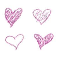 hand getrokken schets harten. roze doodle hart vector