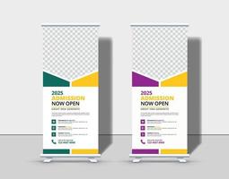 moderne terug naar school toelating roll-up banner sjabloon premium vector, school toelating roll-up banner ontwerp voor school, hogeschool, universiteit, coaching centrum vector