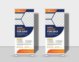 makelaardij roll-up banner ontwerp premium vector