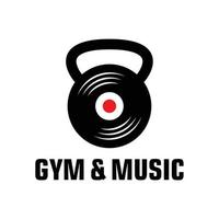 sportschool en muziek logo concept. sjablonen voor kettlebell en muziekgymnastiek vector