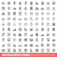 100 zakelijke iconen set, Kaderstijl vector