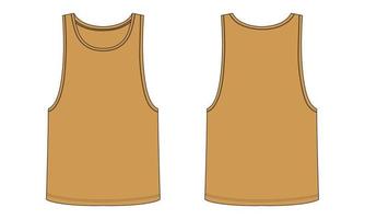 tank top technische mode platte schets vector illustratie gele kleur sjabloon voor- en achteraanzicht geïsoleerd op een witte achtergrond.