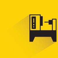 cnc machine pictogram gele achtergrond vectorillustratie vector