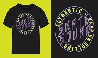 skate squad typografie t-shirt borst print ontwerp klaar om af te drukken. vector