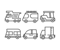 vrachtwagen vrachtwagen en bestelwagen pictogrammen set vector