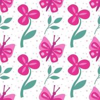 naadloos patroon met bloemen en vlinders, abstract herhalend patroon. voor papier, omslag, stof, textiel, geschenkverpakking, reclame, kunst aan de muur, interieur. vectorillustratie van mode. vector