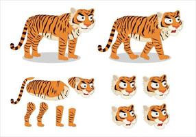 cartoon tiger victor met verschillende stijl en uitbreiding vector