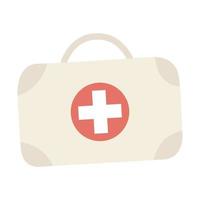 toeristische medische kit. een draagbare koffer met medicijnen voor auto's, kamperen, wandelen, thuis. platte vectorillustratie geïsoleerd op een witte achtergrond. vector