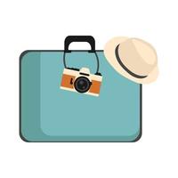 reizen vintage koffer, camera en hoed. elementen voor uw reisontwerp. platte vectorillustratie. vector