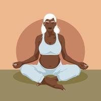 zwanger meisje zit in lotus houding. conceptuele afbeelding voor yoga, meditatie, ontspanning, rust, gezonde levensstijl. platte vectorillustratie. vector