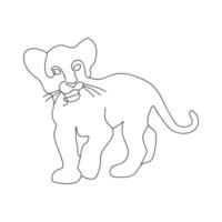 één enkele lijntekening van wilde leeuwenwelp. safari dierentuin concept. modern ononderbroken lijntekening grafisch ontwerp. vectorillustratie. vector