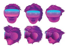 illustratie van zes hoofdgebruik vr virtual reality-bril op witte achtergrond vector