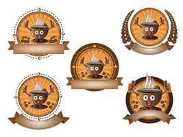 cartoon koffiekop banner set vector