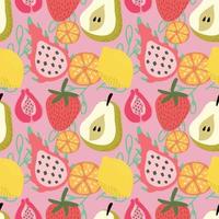 mix fruit schattig hand tekenen fruit naadloos patroon kleurrijk vector