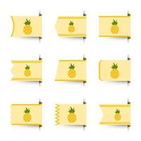 set gekleurde bladwijzers met ananas vector