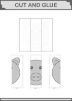 knippen en lijmen varken gezicht. werkblad voor kinderen vector