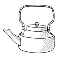 vector toeristische theepot geïsoleerd op een witte achtergrond. doodle tekenen met de hand