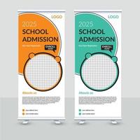 toelating roll-up banner post sjabloon ontwerpsjabloon terug naar school, hogeschool, universiteit, coaching centrum, georganiseerde laag .eps vector