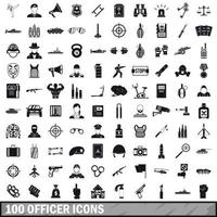 100 officier iconen set, eenvoudige stijl vector