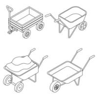 kruiwagen pictogrammen instellen vector outine