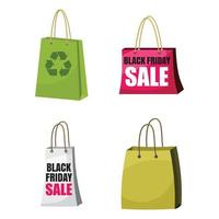 winkel tas pictogrammenset, cartoon stijl vector