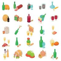 alcohol iconen set, isometrische stijl vector